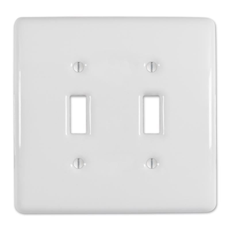 AMERELLE - Amerelle Metro White 2 gang Ceramic Toggle Wall Plate 1 pk