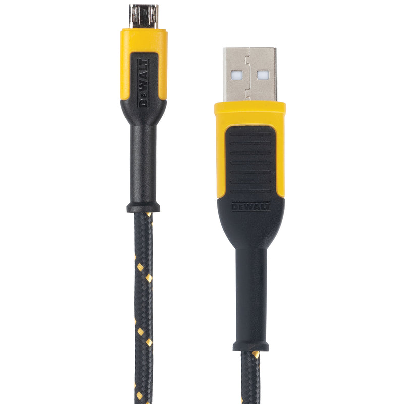 DEWALT - DeWalt Micro to USB Cable 4 ft. Black/Yellow