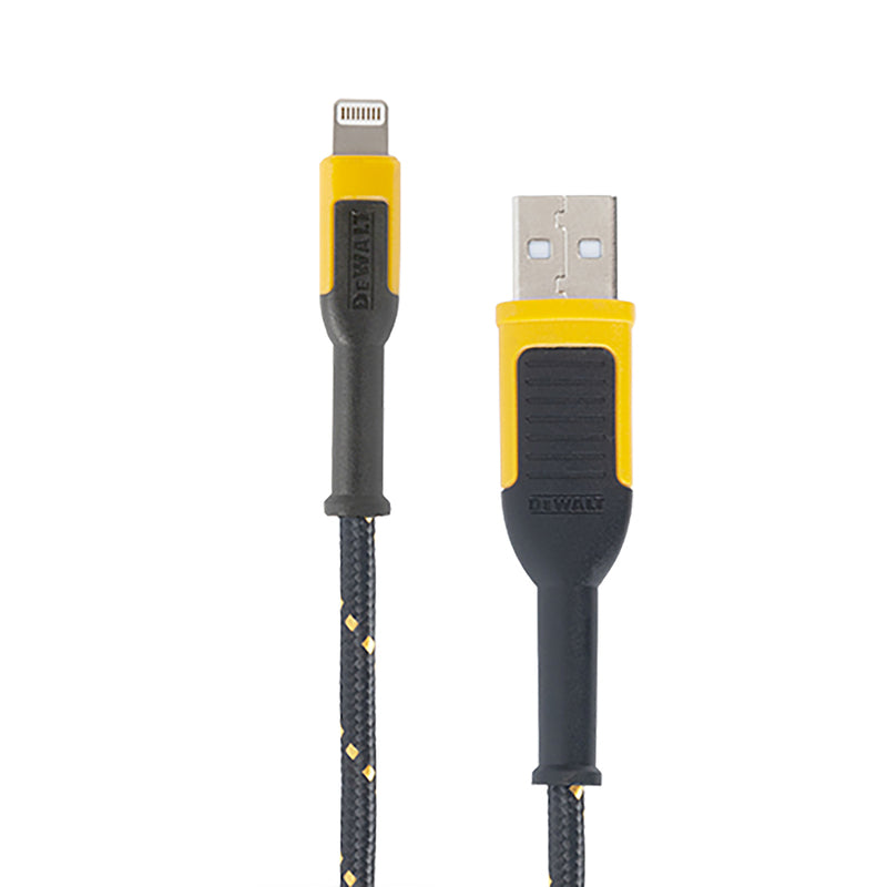 DEWALT - DeWalt Lightning to USB Charge and Sync Cable 10 ft. Black/Yellow