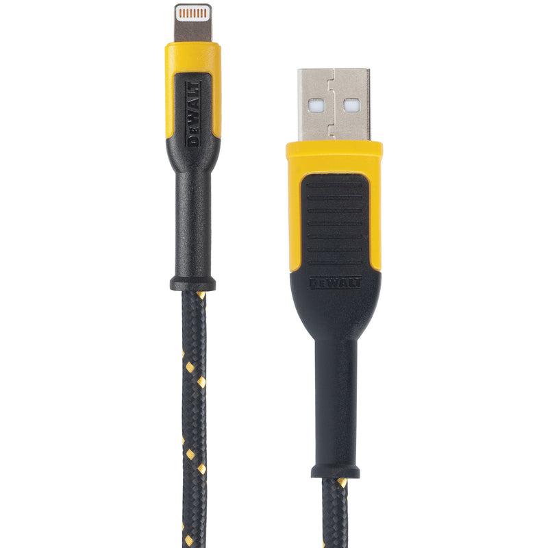 DEWALT - DeWalt Lightning to USB Charge and Sync Cable 6 ft. Black/Yellow