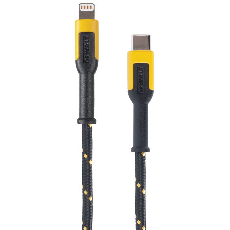 DEWALT - DeWalt Lightning to USB-C Cable 4 ft. Black/Yellow