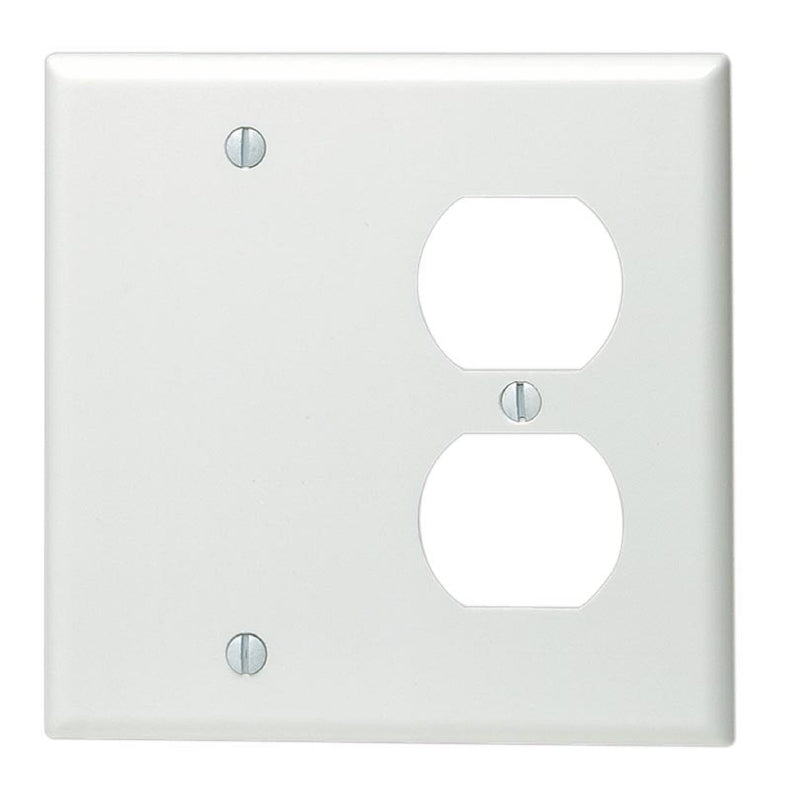 LEVITON - Leviton White 2 gang Thermoset Plastic Blank/Duplex Wall Plate 1 pk