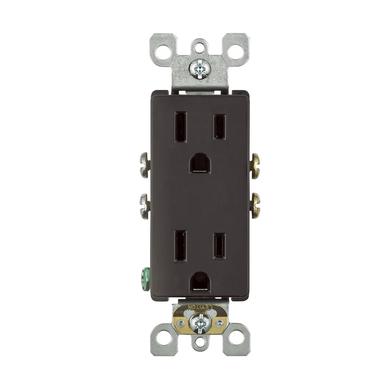 LEVITON - Leviton Decora 15 amps 125 V Duplex Brown Outlet 5-15R 1 pk [05325-00S]