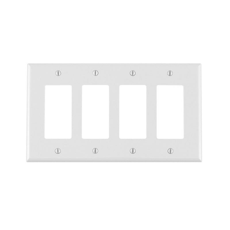 LEVITON - Leviton White 4 gang Thermoplastic Nylon Decorator Wall Plate 1 pk