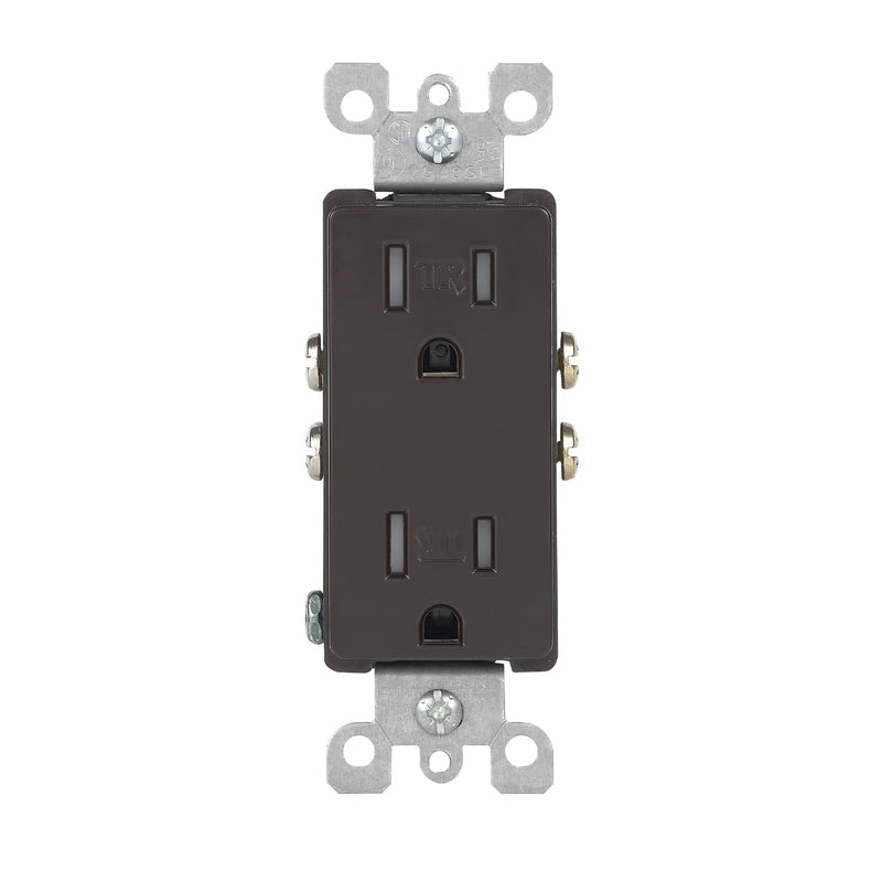 LEVITON - Leviton Decora 15 amps 125 V Duplex Brown Outlet 5-15R 1 pk [T5325-000]