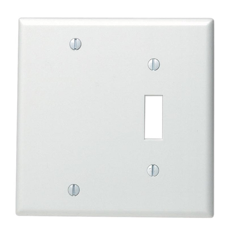 LEVITON - Leviton White 2 gang Thermoset Plastic Blank/Toggle Wall Plate 1 pk