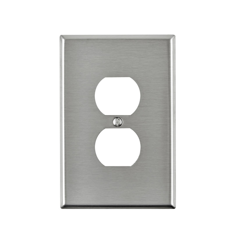 LEVITON - Leviton Silver 1 gang Stainless Steel Duplex Oversized Wall Plate 1 pk