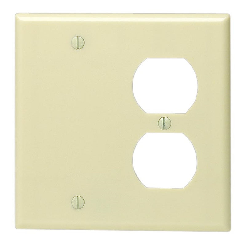 LEVITON - Leviton Ivory 2 gang Thermoplastic Blank/Duplex Wall Plate 1 pk