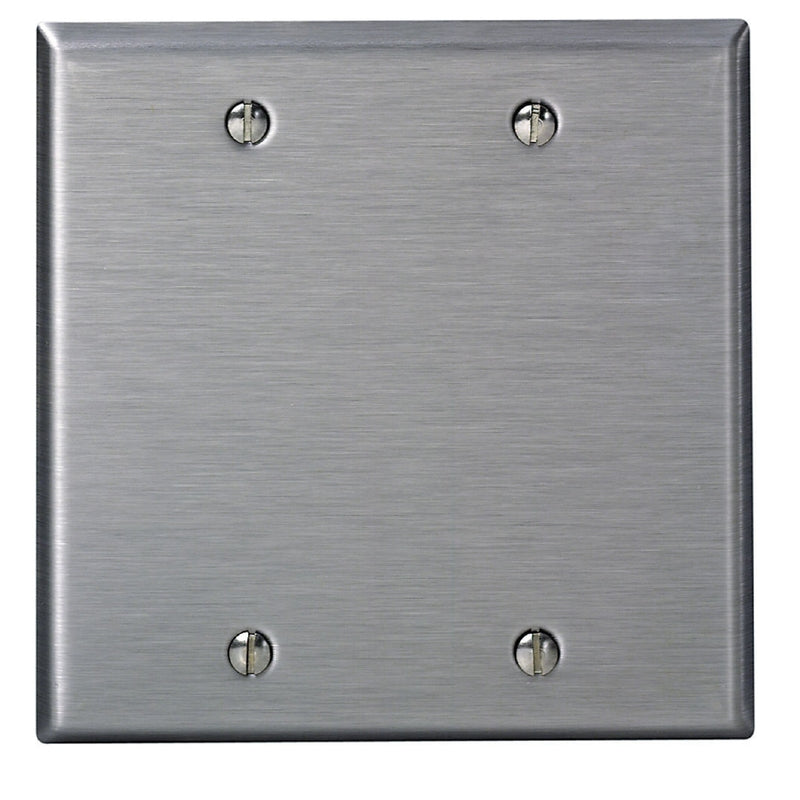 LEVITON - Leviton Silver 2 gang Stainless Steel Blank Wall Plate 1 pk