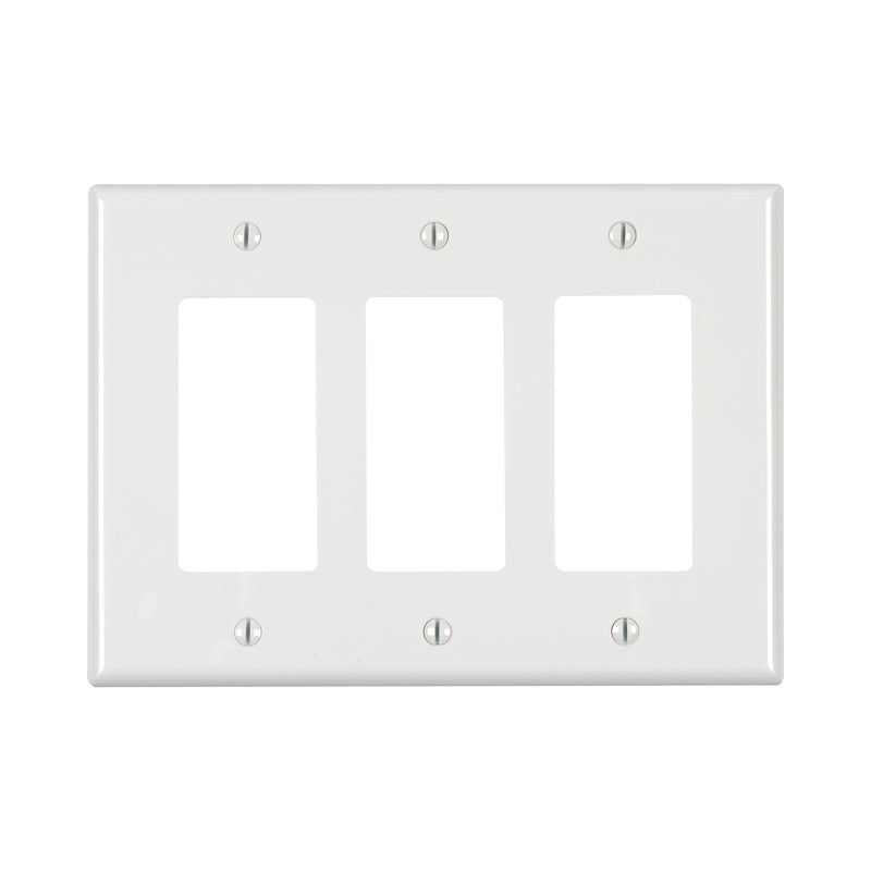 LEVITON - Leviton White 3 gang Thermoplastic Nylon Decorator Wall Plate 1 pk