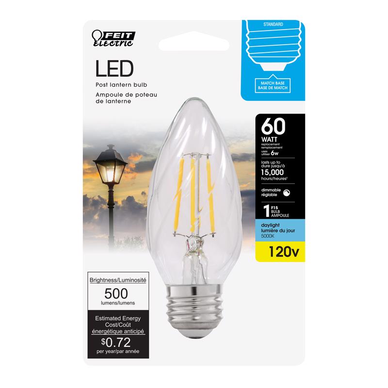 FEIT - Feit LED F15 E26 (Medium) LED Bulb Daylight 60 Watt Equivalence 1 pk