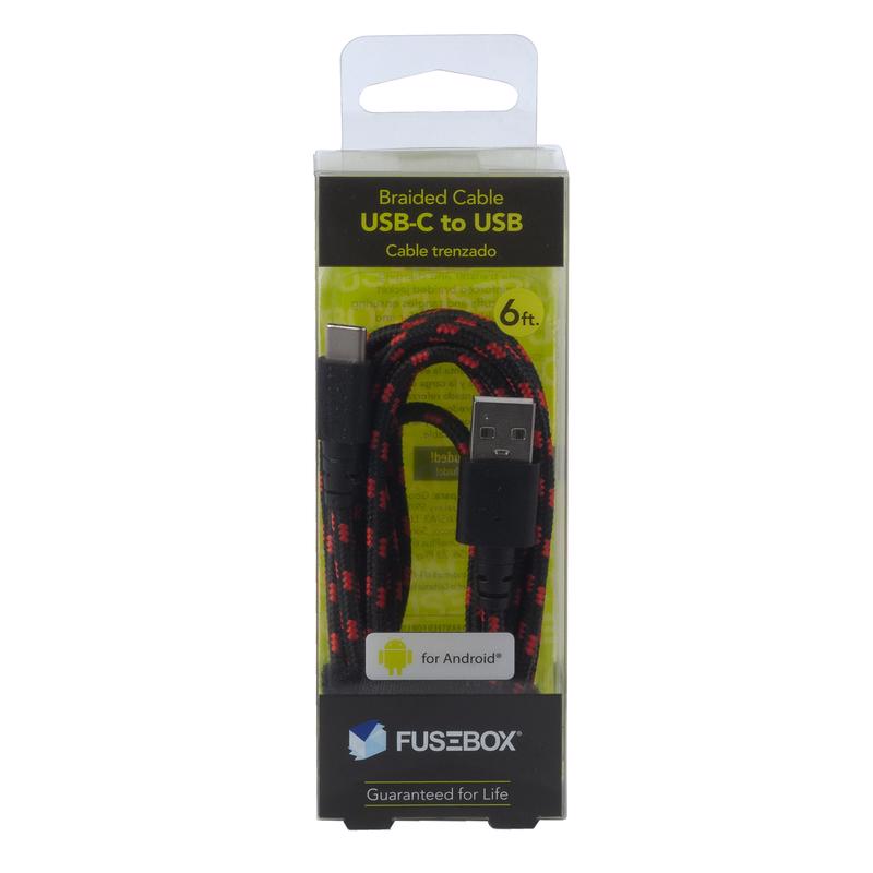 FUSEBOX - Fusebox USB-A to USB-C Cable 6 ft. Black