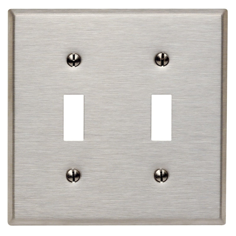 LEVITON - Leviton Antimicrobial Powder Coated Gray 2 gang Stainless Steel Toggle Wall Plate 1 pk