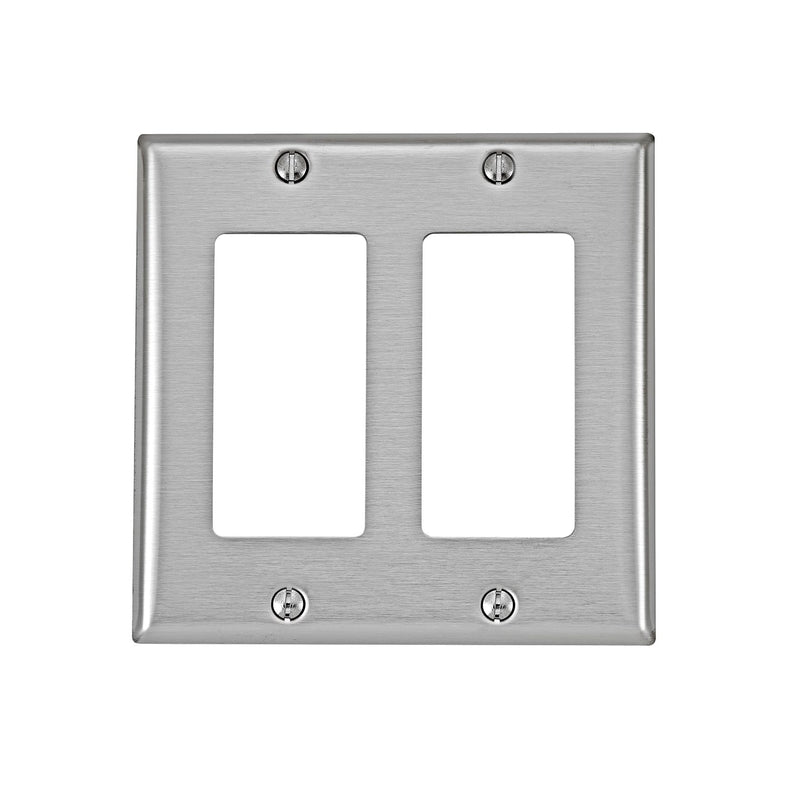 LEVITON - Leviton Antimicrobial Powder Coated Gray 2 gang Stainless Steel Decorator Wall Plate 1 pk