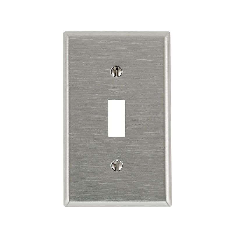 LEVITON - Leviton Antimicrobial Powder Coated Gray 1 gang Stainless Steel Toggle Wall Plate 1 pk