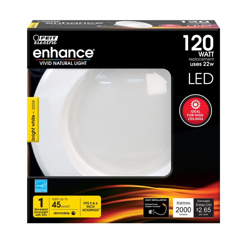 FEIT - Feit Enhance Bright White 5-6 in. W Aluminum LED Dimmable Recessed Downlight 22 W