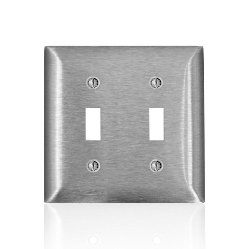 LEVITON - Leviton C-Series Satin Silver 2 gang Stainless Steel Toggle Wall Plate 1 pk