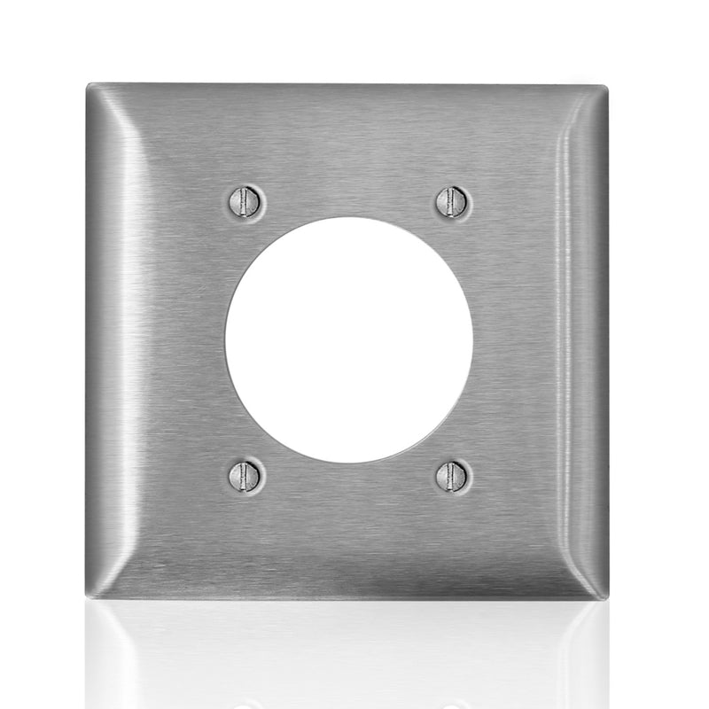 LEVITON - Leviton C-Series Stainless Steel 2 gang Metal Single Outlet Wall Plate 1 pk [SL701-000]