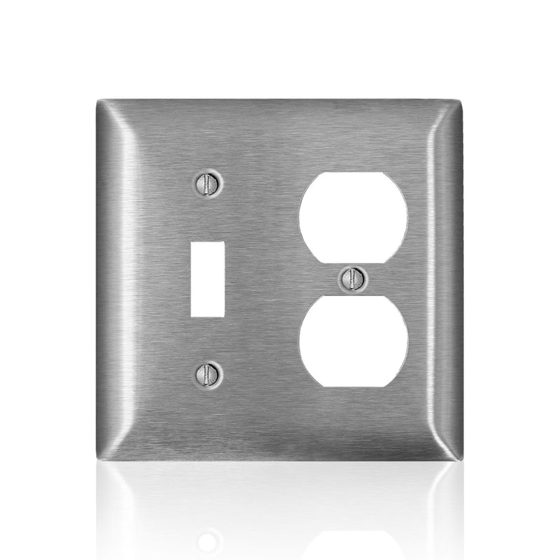 LEVITON - Leviton C-Series Satin Silver 2 gang Stainless Steel Duplex/Toggle Wall Plate 1 pk