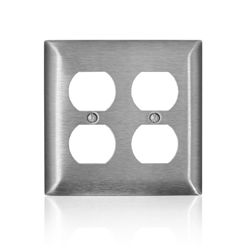 LEVITON - Leviton C-Series Satin Silver 2 gang Stainless Steel Duplex Wall Plate 1 pk