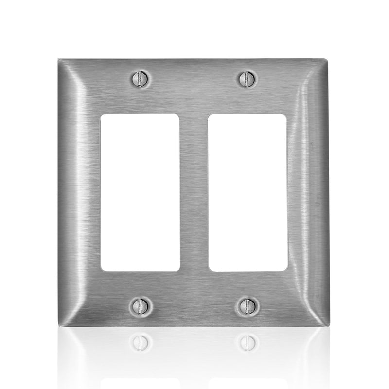 LEVITON - Leviton C-Series Stainless Steel 2 gang Metal Decorator Wall Plate 1 pk