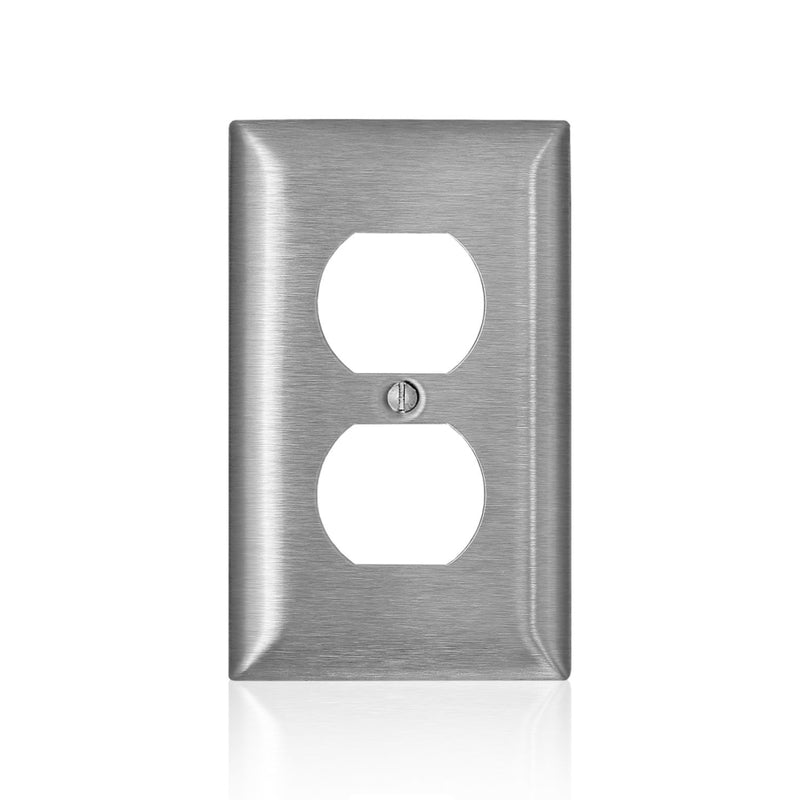 LEVITON - Leviton C-Series Satin Silver 1 gang Stainless Steel Duplex Wall Plate 1 pk