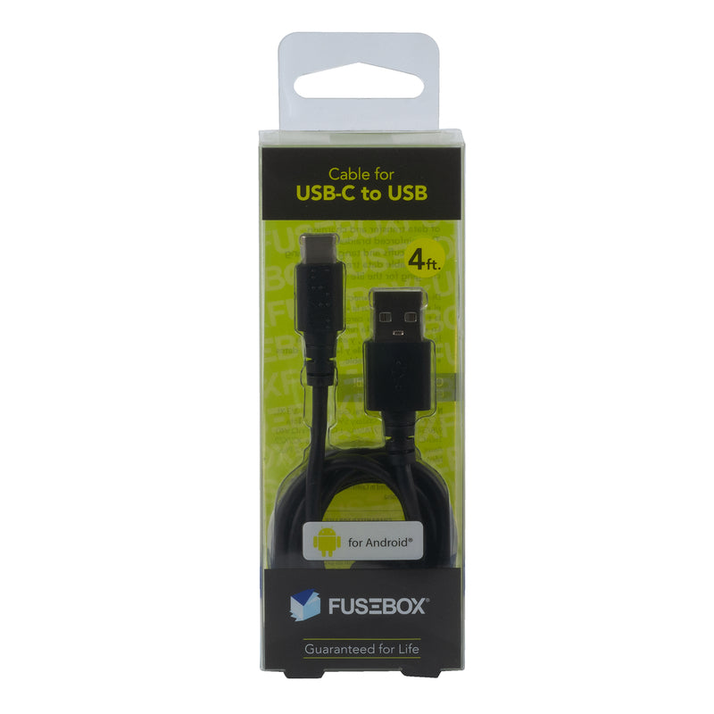 FUSEBOX - Fusebox USB-A to USB-C Cable 4 ft. Black