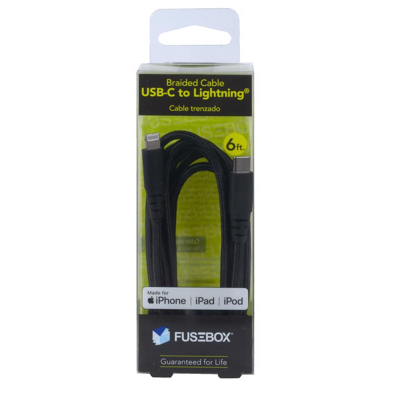 FUSEBOX - Fusebox Lightning to USB-C Cable 6 ft. Black [131 1319 FB2]