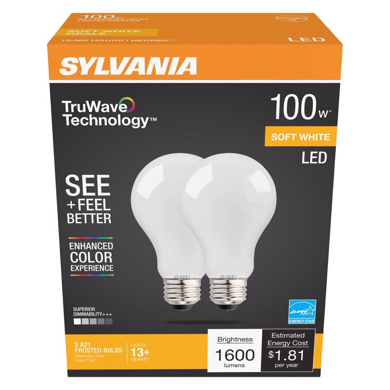 SYLVANIA - Sylvania TruWave A21 E26 (Medium) LED Bulb Soft White 100 Watt Equivalence 2 pk [40752]