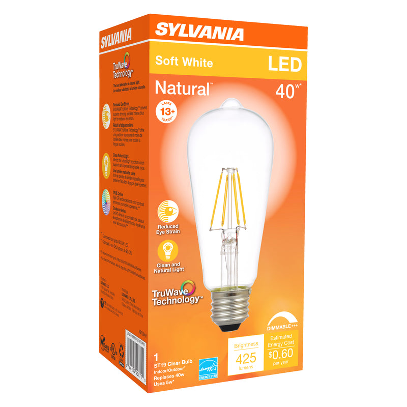 SYLVANIA - Sylvania Natural ST19 E26 (Medium) LED Bulb Soft White 40 Watt Equivalence 1 pk