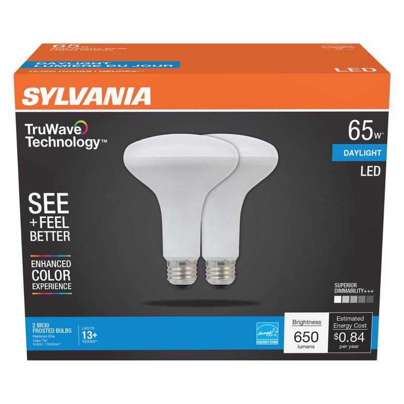 SYLVANIA - Sylvania TruWave BR30 E26 (Medium) LED Floodlight Bulb Daylight 65 Watt Equivalence 2 pk