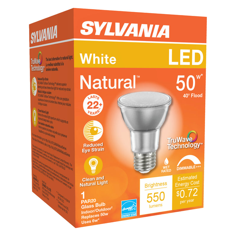 SYLVANIA - Sylvania Natural PAR 20 E26 (Medium) LED Floodlight Bulb White 50 Watt Equivalence 1 pk