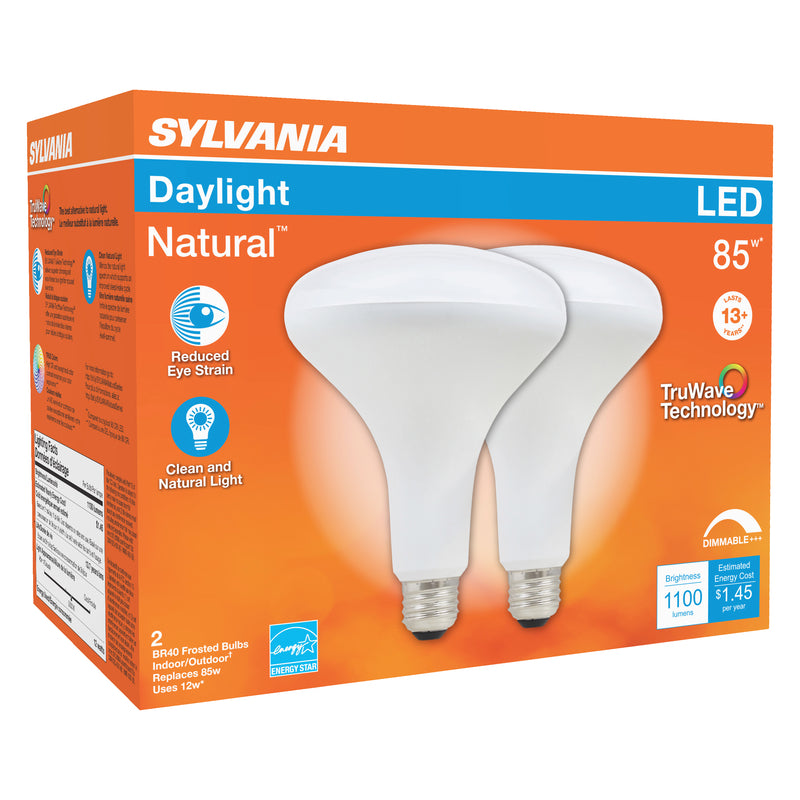 SYLVANIA - Sylvania Natural BR40 E26 (Medium) LED Floodlight Bulb Daylight 85 Watt Equivalence 2 pk