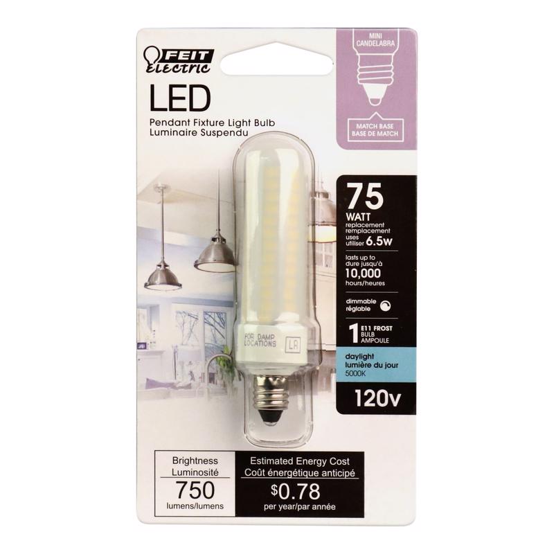 FEIT - Feit LED Specialty Tube E11 LED Bulb Daylight 75 Watt Equivalence 1 pk