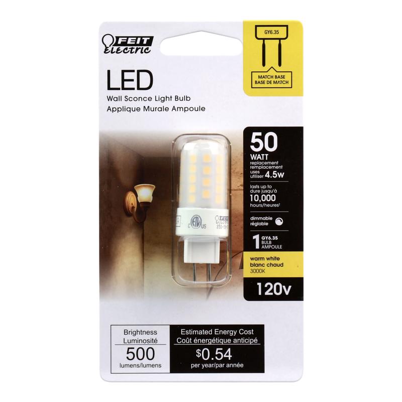 FEIT - Feit LED Specialty T4 GY6.35 LED Bulb Warm White 50 Watt Equivalence 1 pk