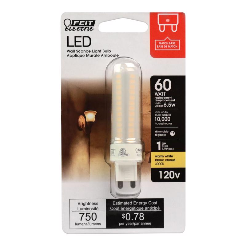 FEIT - Feit LED Specialty T4 G9 LED Bulb Warm White 60 Watt Equivalence 1 pk