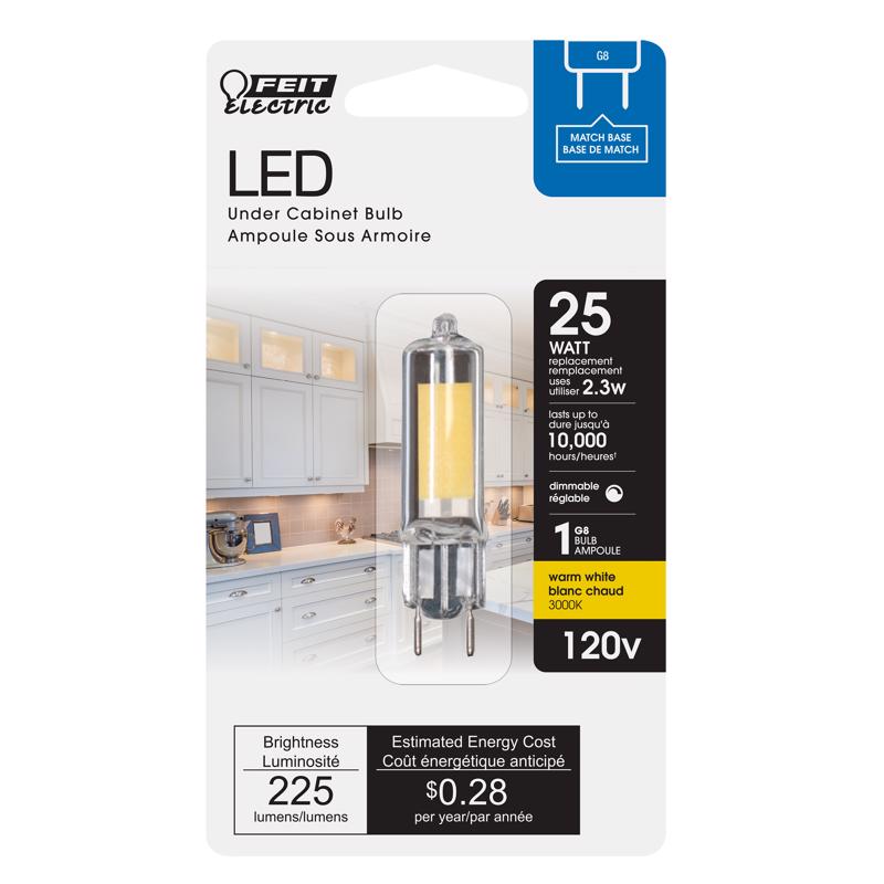 FEIT - Feit LED Specialty T4 G8 LED Bulb Warm White 25 Watt Equivalence 1 pk