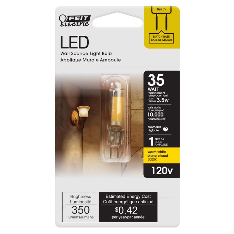 FEIT - Feit LED Specialty T4 GY6.35 LED Bulb Warm White 35 Watt Equivalence 1 pk