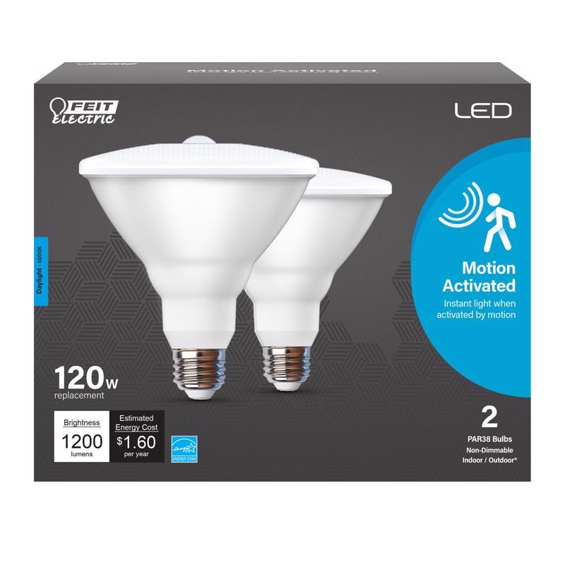 FEIT - Feit LED Smart PAR38 E26 (Medium) LED Motion Activated Bulb Daylight 120 Watt Equivalence 2 pk