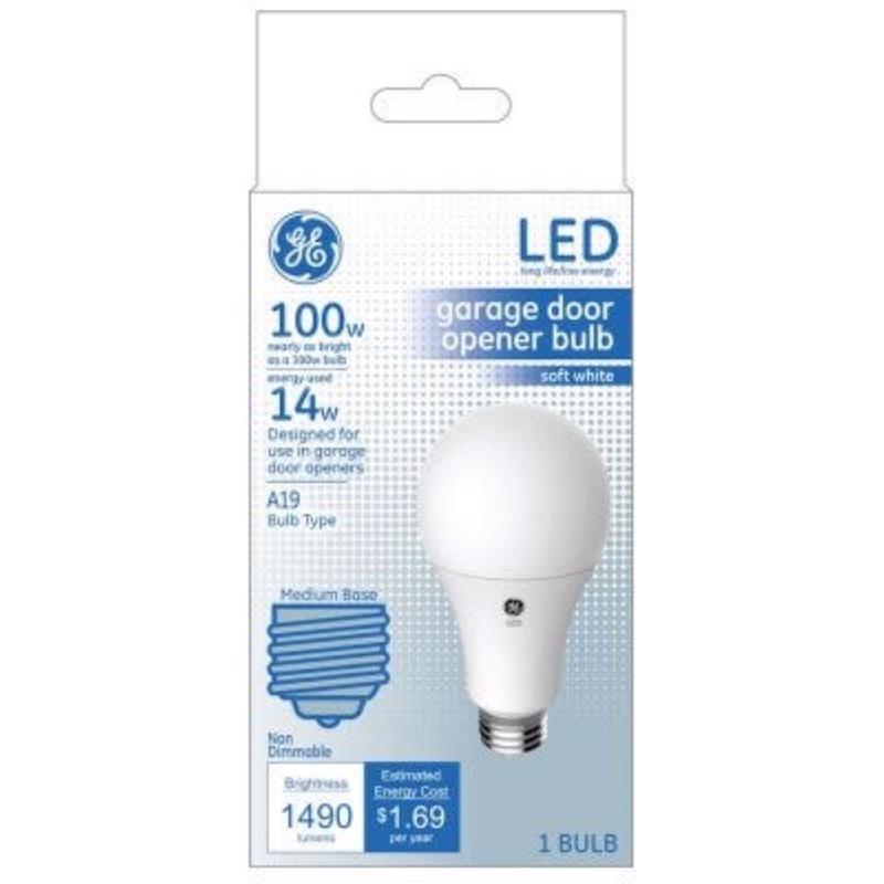 GE - GE A19 E26 (Medium) LED Garage Door Bulb Soft White 100 Watt Equivalence 1 pk