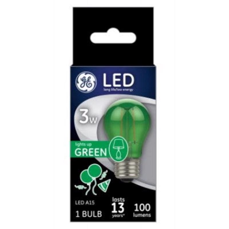 GE - GE A15 E26 (Medium) LED Bulb Green 40 Watt Equivalence 1 pk