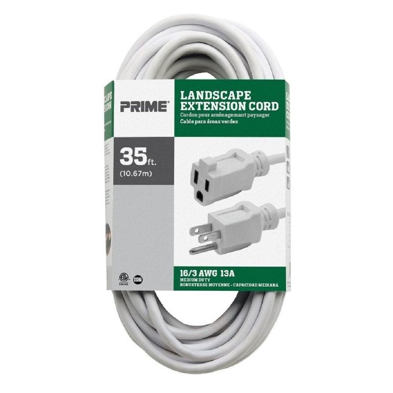 PRIME - Prime Outdoor 35 ft. L White Extension Cord 16/3 SJTW