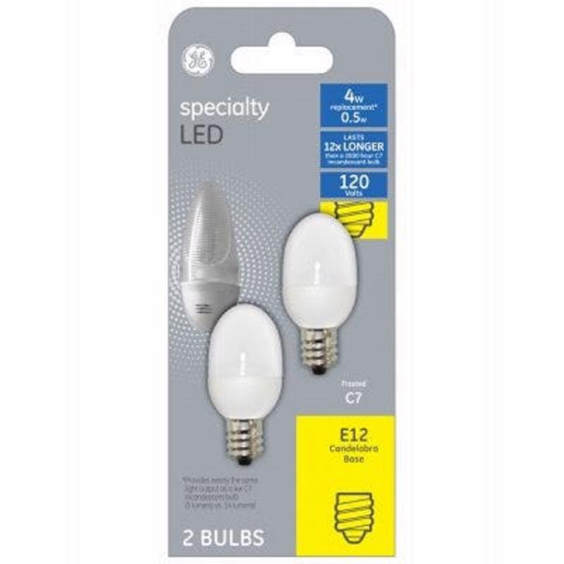 GE - GE C7 E12 (Candelabra) LED Bulb Soft White 4 Watt Equivalence 2 pk