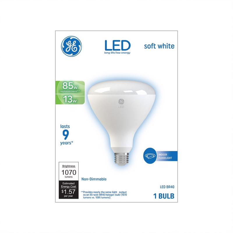 GE - GE BR40 E26 (Medium) LED Floodlight Bulb Soft White 85 Watt Equivalence 1 pk