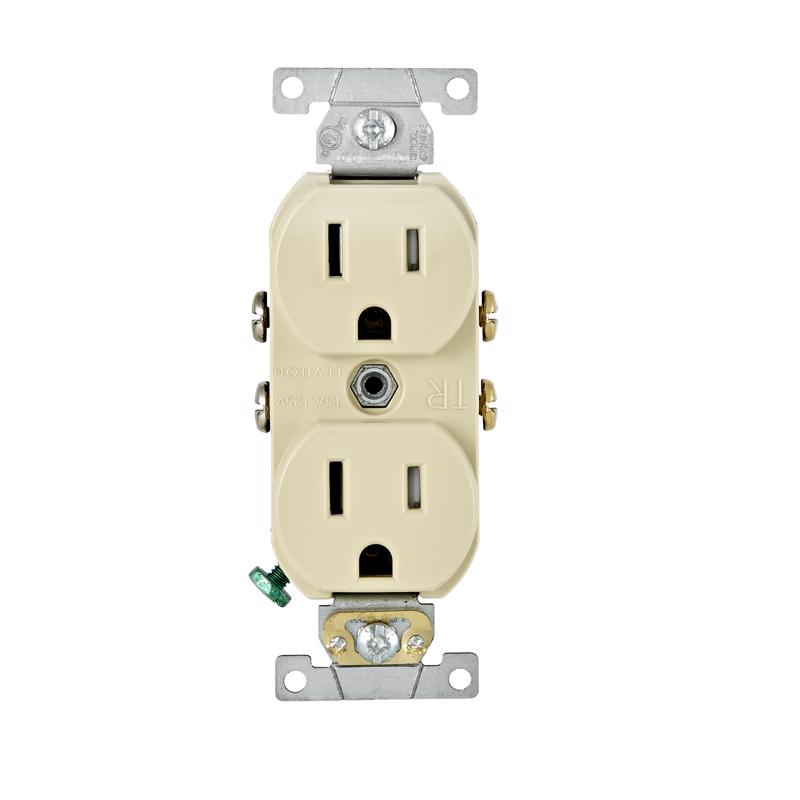 LEVITON - Leviton 15 amps 125 V Duplex Ivory Outlet 5-15R 1 pk [TBR15-00I]