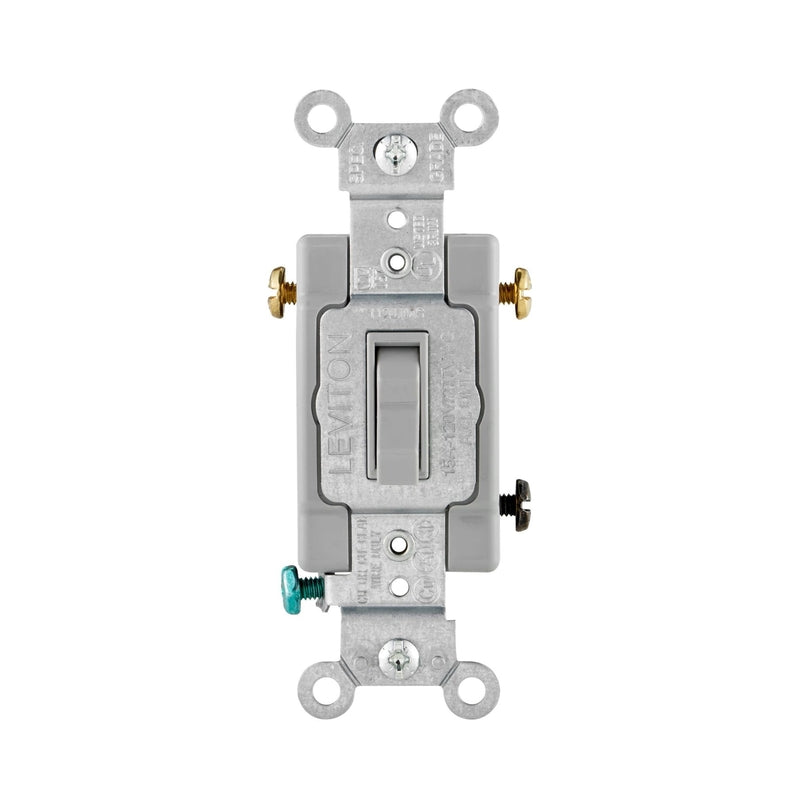 LEVITON - Leviton 15 amps Three Pole Toggle AC Quiet Switch Gray 1 pk