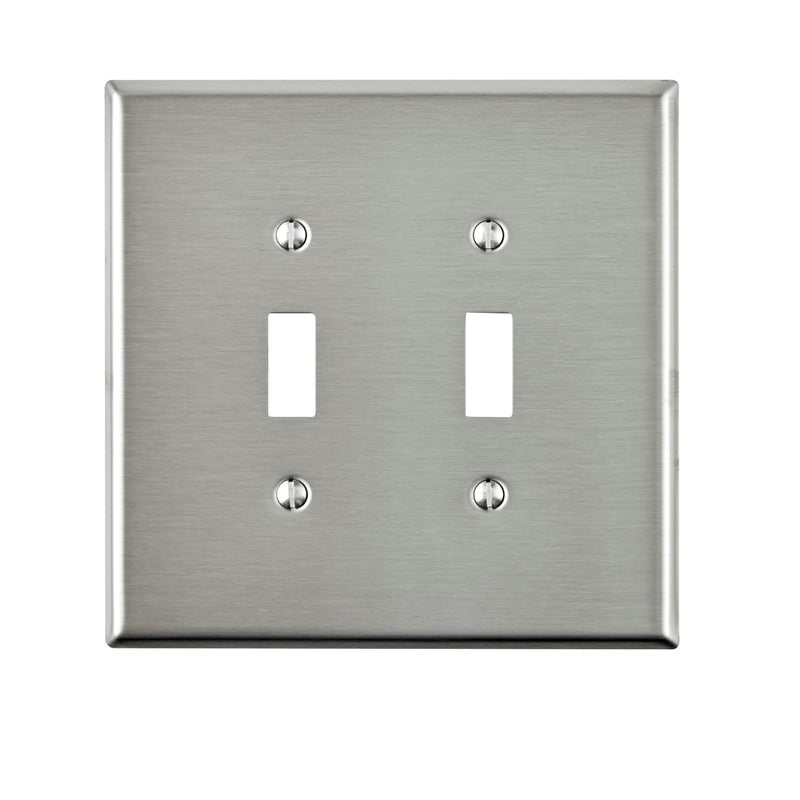 LEVITON - Leviton Silver 2 gang Stainless Steel Toggle Oversized Wall Plate 1 pk