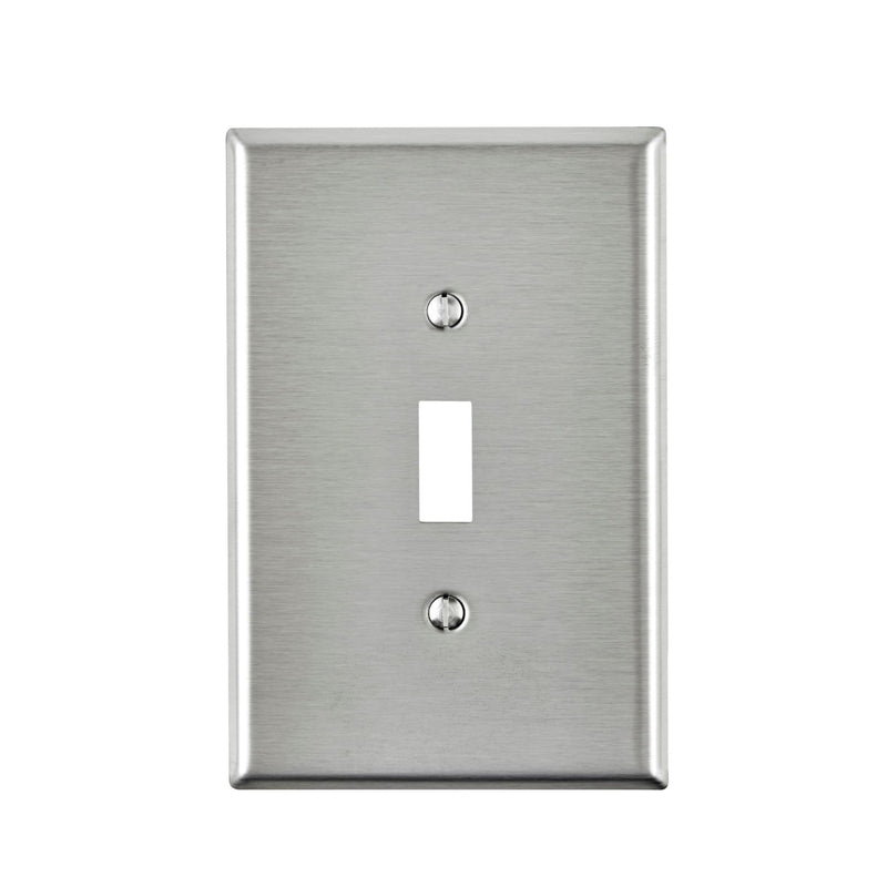 LEVITON - Leviton Silver 1 gang Stainless Steel Toggle Oversized Wall Plate 1 pk