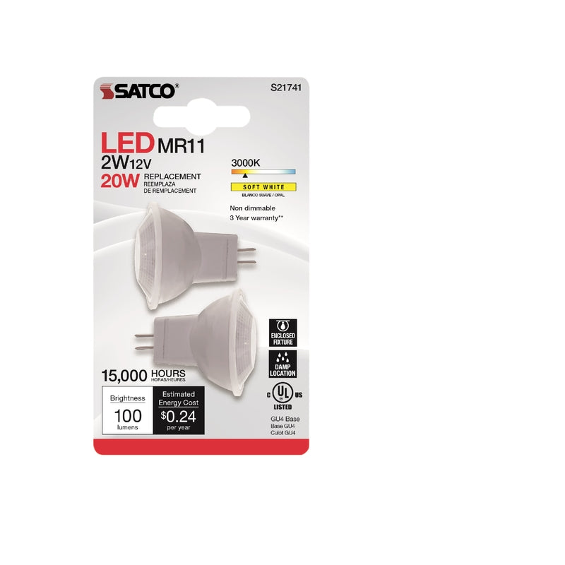 SATCO - Satco MR11 GU4 LED Bulb Soft White 20 Watt Equivalence 2 pk