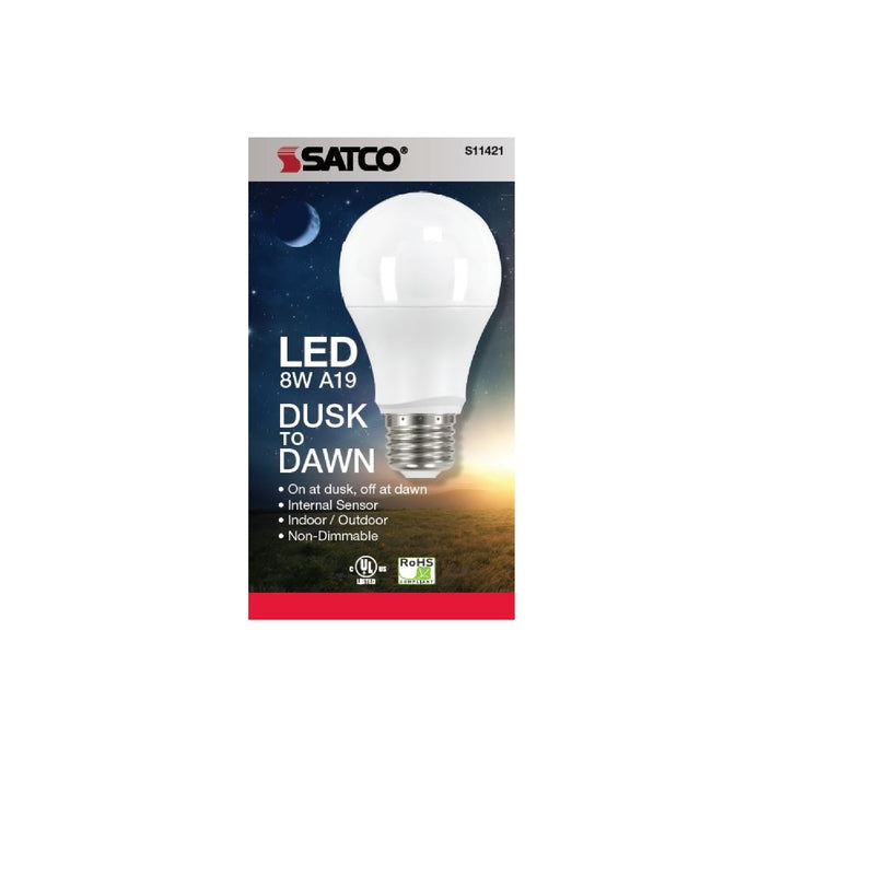 SATCO - Satco A19 E26 (Medium) LED Dusk to Dawn Bulb Warm White 60 Watt Equivalence 1 pk